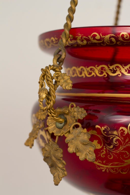 Red Glass Russian Lantern with Gilt Decoration 2