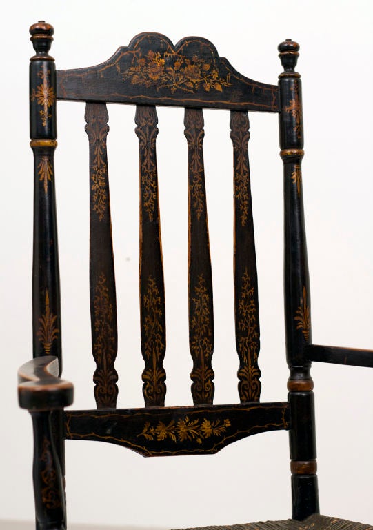 American Black Painted  Banister-Back Rocking Chair