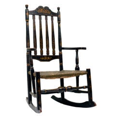 Black Painted  Banister-Back Rocking Chair
