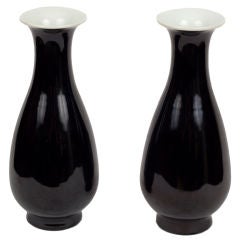 Pair of Mirror Black Vases