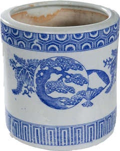 Blue & White Cache Pot, III