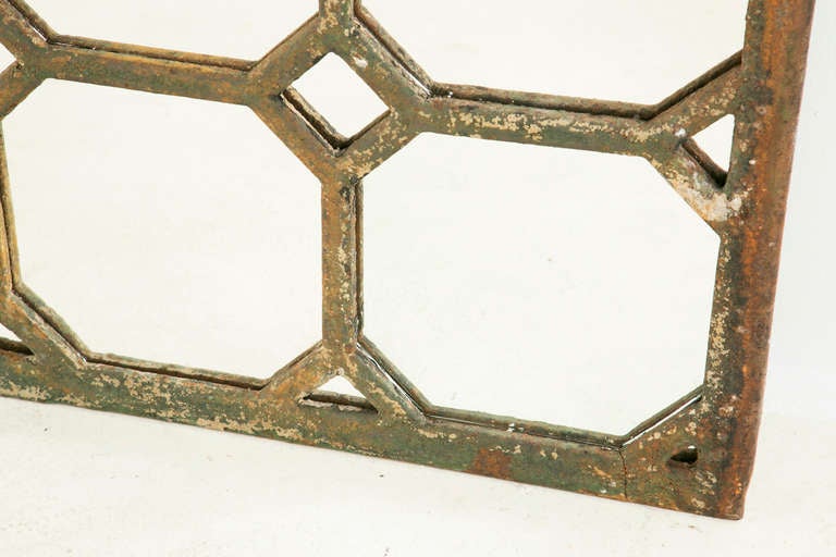 Antique Cast Iron Geometric Mirror In Good Condition In San Francisco, CA