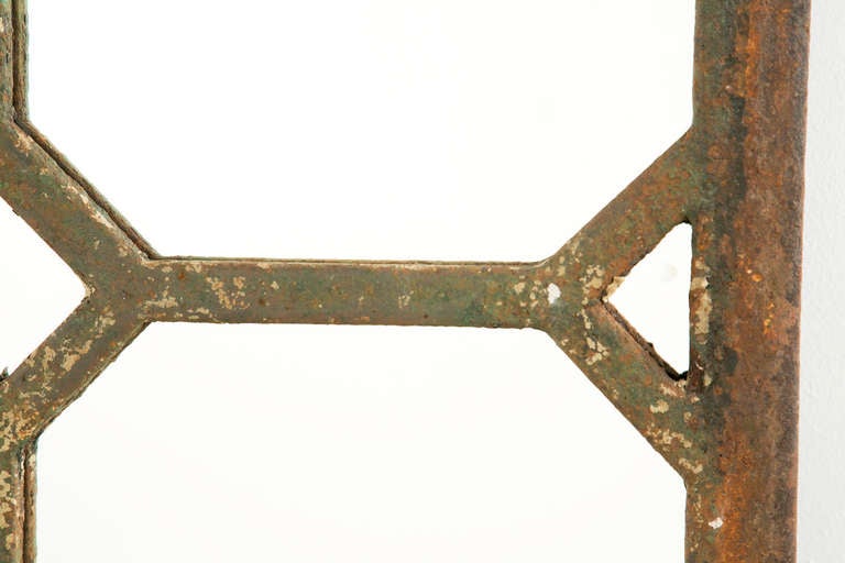 19th Century Antique Cast Iron Geometric Mirror