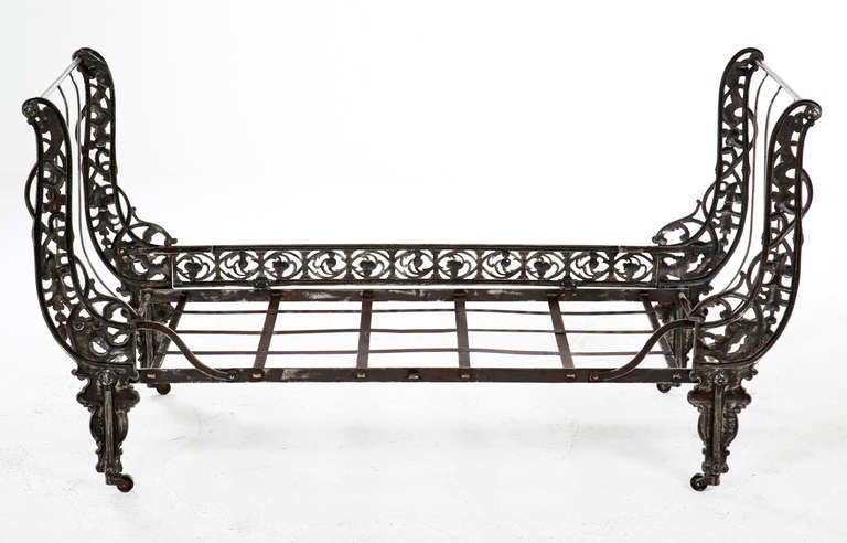 Louis Philippe Antique French Steel Campaign Bed