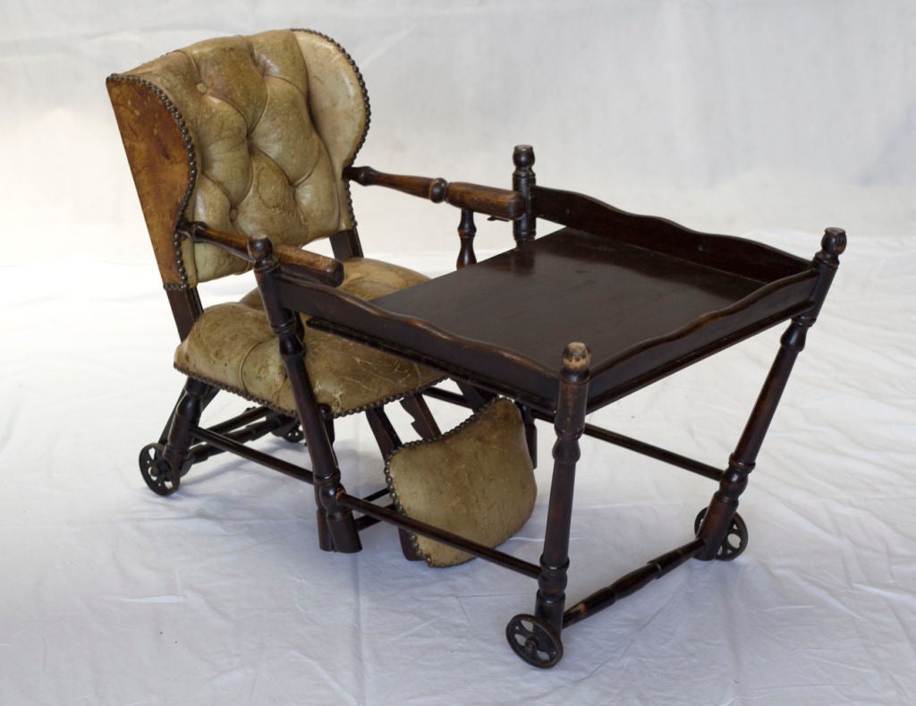 English Amazing Edwardian Leather  Chair / Desk / Walker