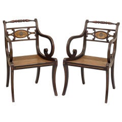 Regency Style Fancy Painted Armchairs, England early 20th century 5