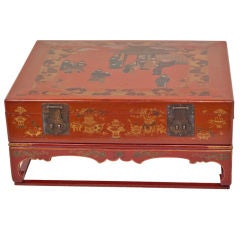 Large Vintage Chinese Trunk on Stand