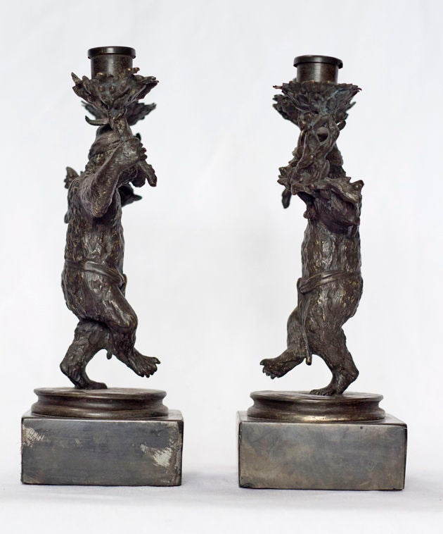 Bronze Dancing Bear Candlestick