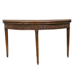 Carved Old Folding Demilune Table, circa 1880