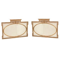 Pair of Painted and Gilt Over Mantel Mirrors