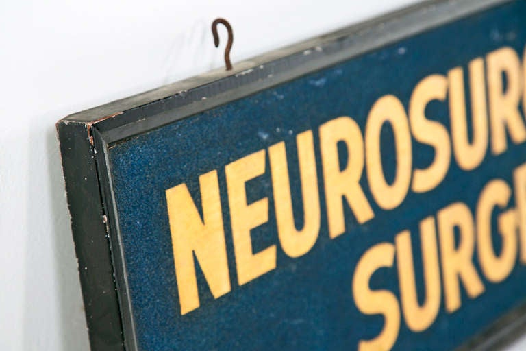 American Large Vintage Neurosurgery Sign, circa 1920