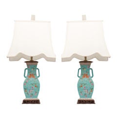 Antique Pair of Chinese Republic Period Vases as Lamps
