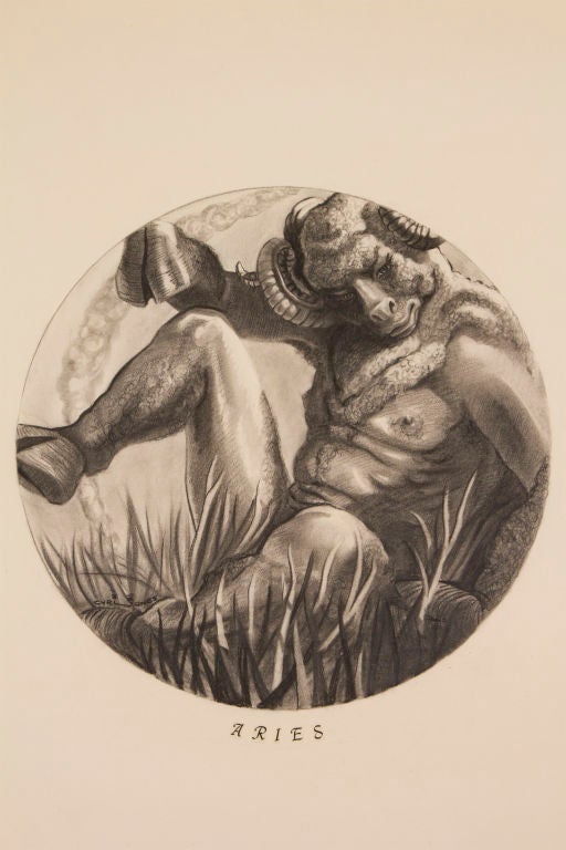 Fantastic 1950's erotic zodiac drawings by Cyril Jones.  Priced separately.  Another 6 available.