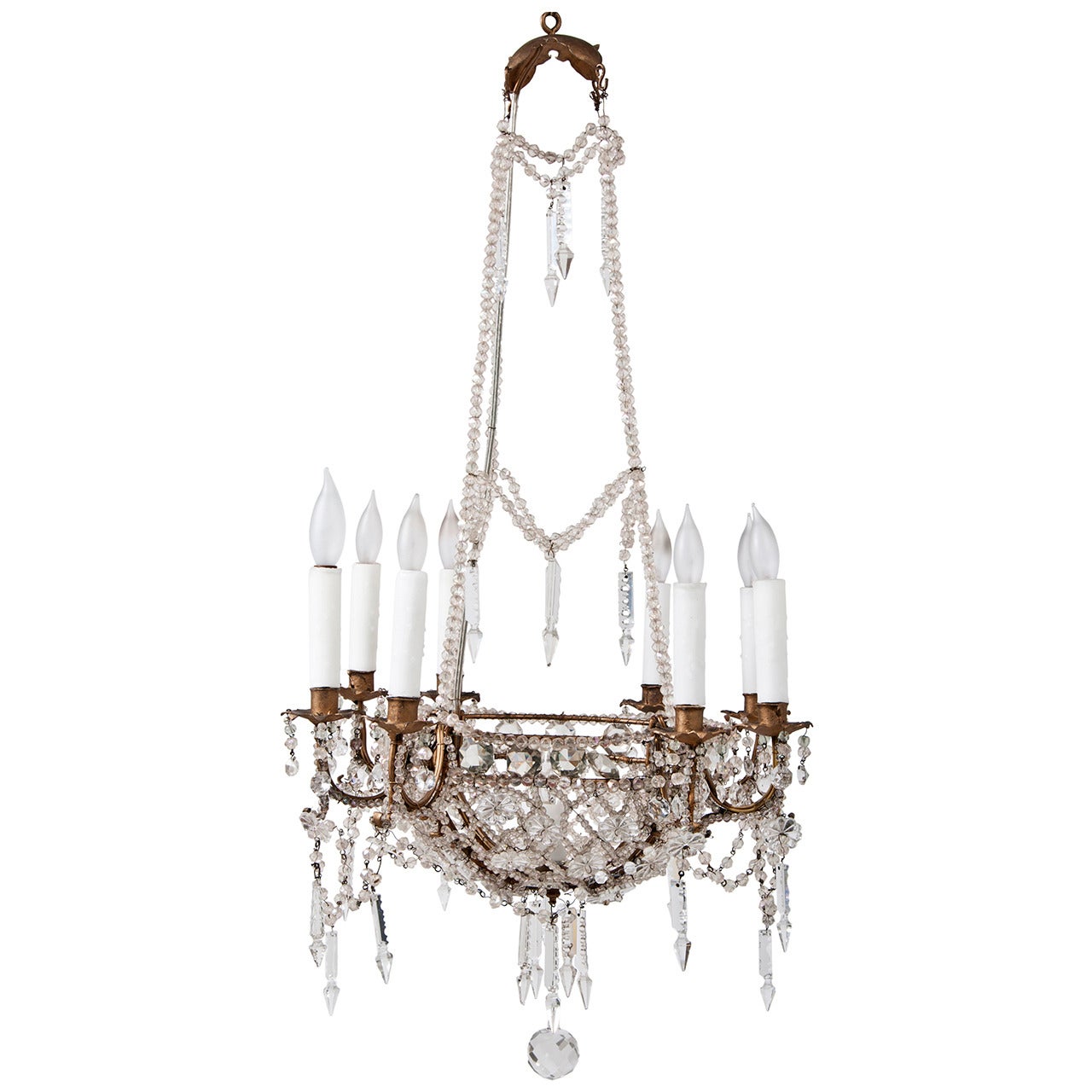 Belle Époque Gilt French Crystal Chandelier