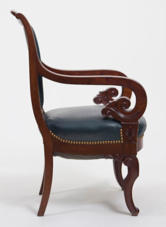 Six Mahogany and Leather French Armchairs, 19th Century 1