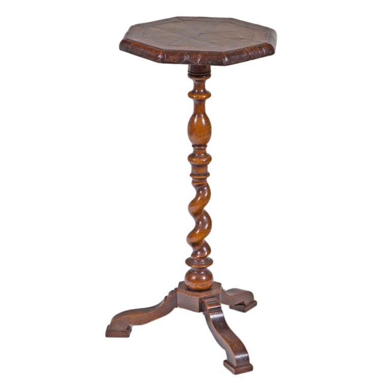 A very nice William & Mary style walnut candle stand made late in the 19th century in the early 18th century style.