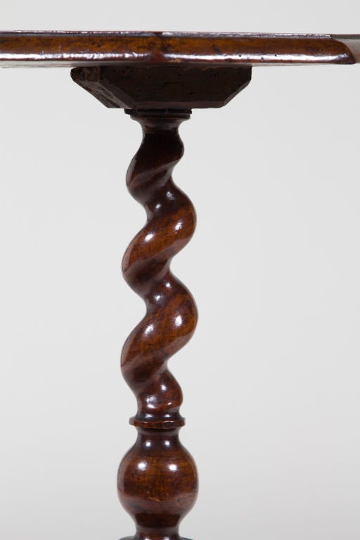 19th Century Walnut William and Mary Style Candle Stand In Fair Condition In San Francisco, CA