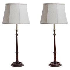 Tall Pair of Antique English Candlestick Lamps Tall Pair of Antique English Candlestick Lamps
