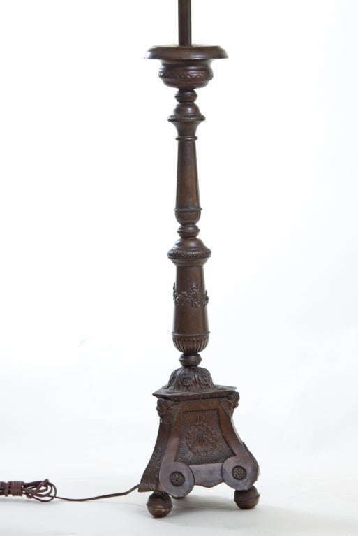A Pair of Tall Antique Tole Prickets Now / Lamps