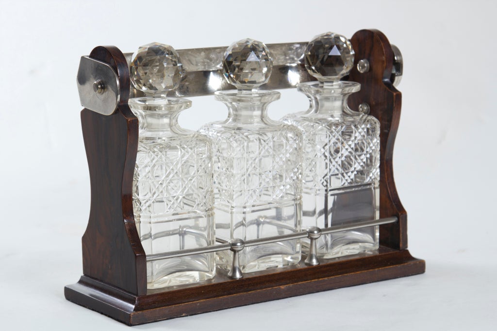 antique tantalus decanter set