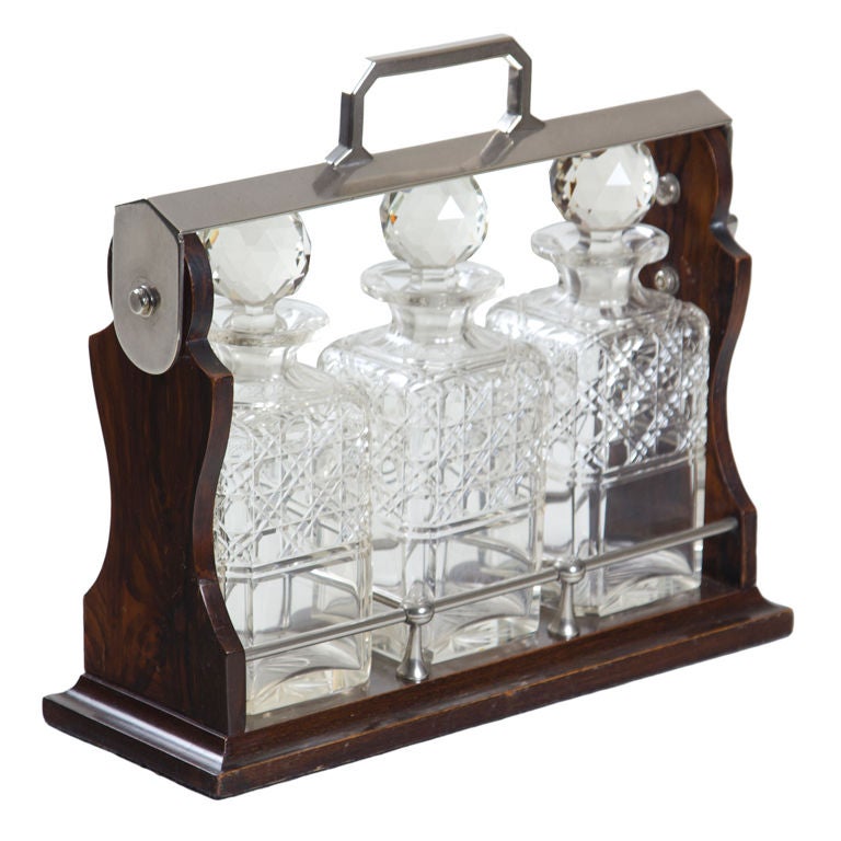 Antique English Decanter Set & Stand (Tantalus)