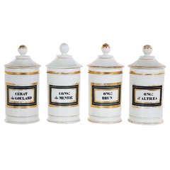 Four Old French Apothecary Jars