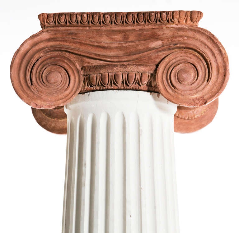 19th Century Large Antique Columns with Terra Cotta Capitals