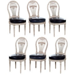 Set of Six French Balloon Back Side Chairs