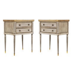 Pair of Small Marble Topped Commodes