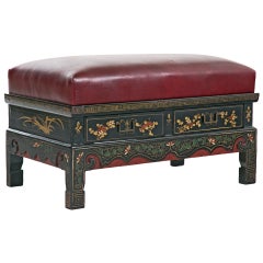 Antique Chinese Lacquered Ottoman