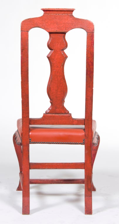 20th Century Four Vintage Red Italian Japanned Chairs, circa 1920