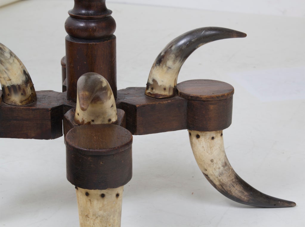 Charming Folk Art Cow Horn and Hoof Table at 1stDibs
