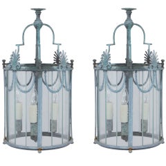 Pair of Verdigris Lanterns