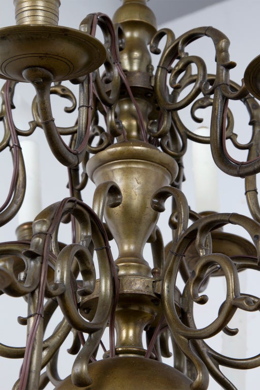 Dutch Baroque Brass Chandelier, late 19th century In Good Condition In San Francisco, CA