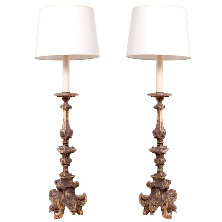 A pair of fantastic Italian Pricket Lamps