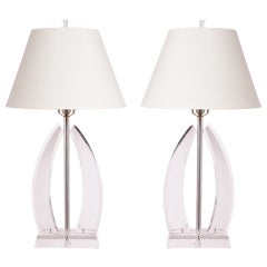 Pair of Vintage Lucite Lamps