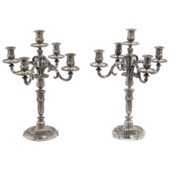 Pair of French Plated Candelabras