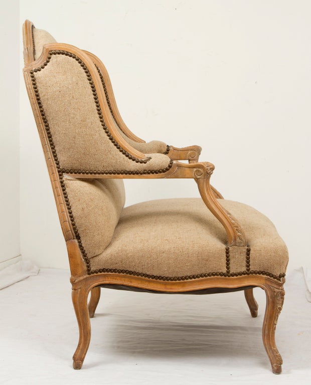 Wood French  Wing Back Chair