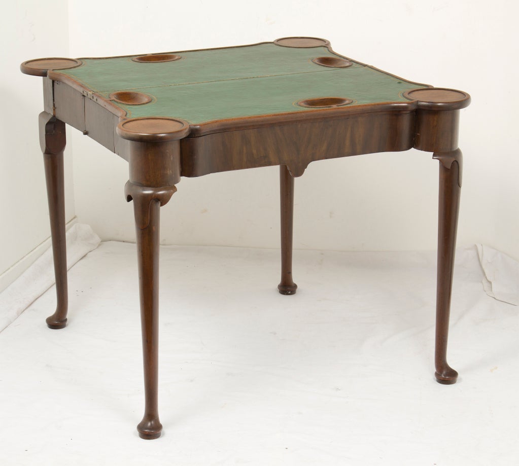 Leather Early George III English Concertina Game Table circa 1760