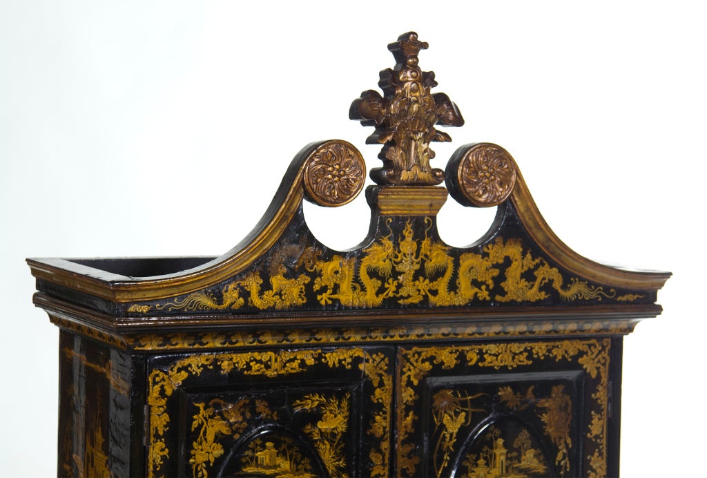 Chinoiserie Rare Early 19th Century Chinese Export Lacquered and Gilt Secretary