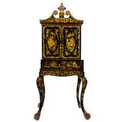Rare Early 19th Century Chinese Export Lacquered and Gilt Secretary