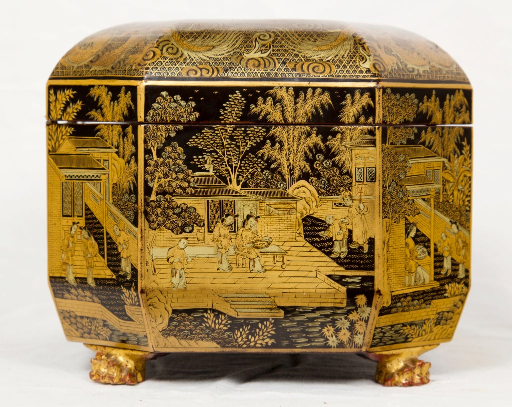 Gilt Fine Export Tea Caddy