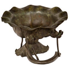 Old Bronze Lotus Bowl