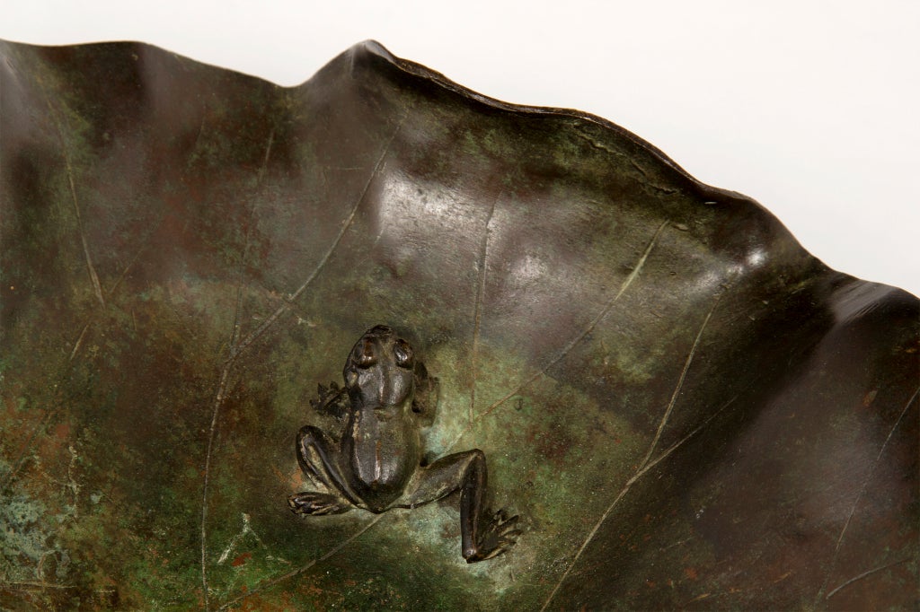 19th Century Meji Bronze Lotus Bowl