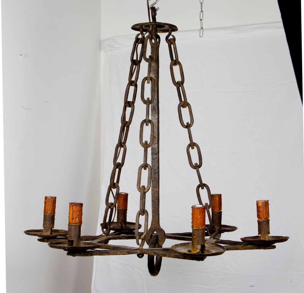 Unique 18th Century Wrought Iron and Gilt  Spanish Light