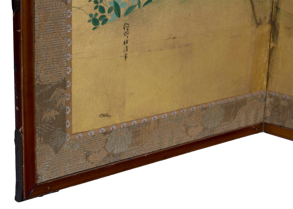 19th Century Edo Period Lacquered Screen