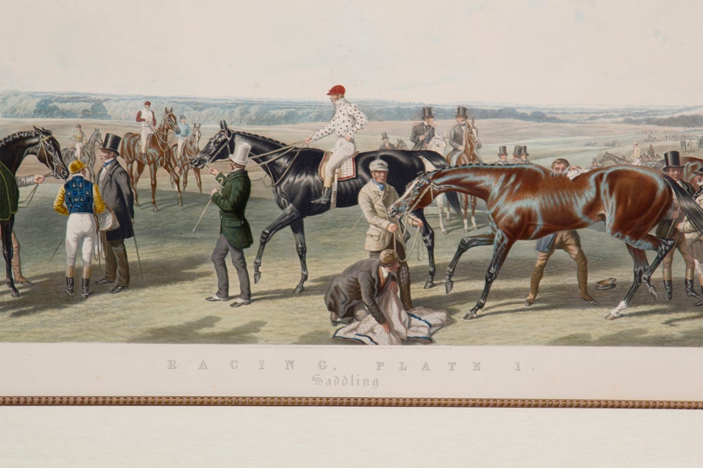 19th Century Huge Old Horse Racing Print