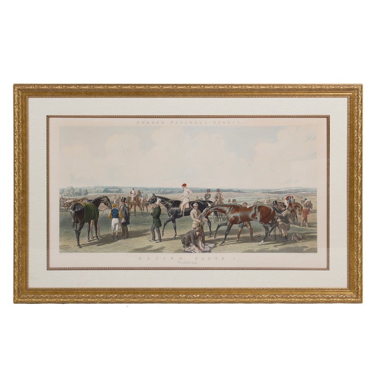 Huge Old Horse Racing Print