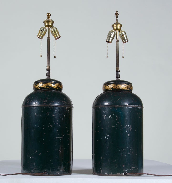 Metal Pair of Tea Cannister Lamps