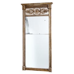 Antique Neoclassical Painted & Silver Gilt Mirror, Northern Europe 19th century